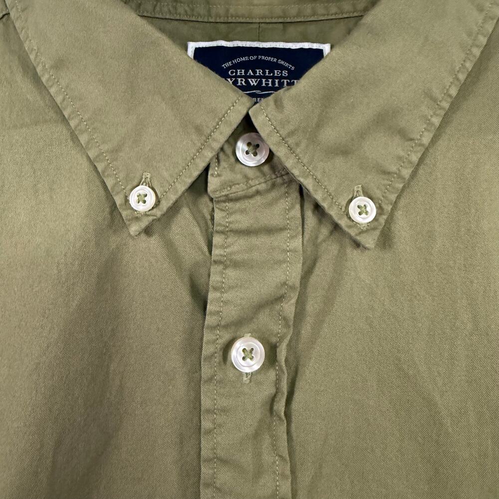 Charles Tyrwhitt Men’s XXL Button Up Shirt Green Cotton Classic Fit Dress Shirt - Picture 9 of 10